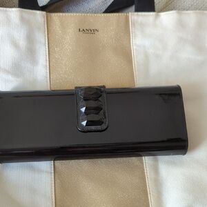 Lanvin Black Patent Leatherette Clutch